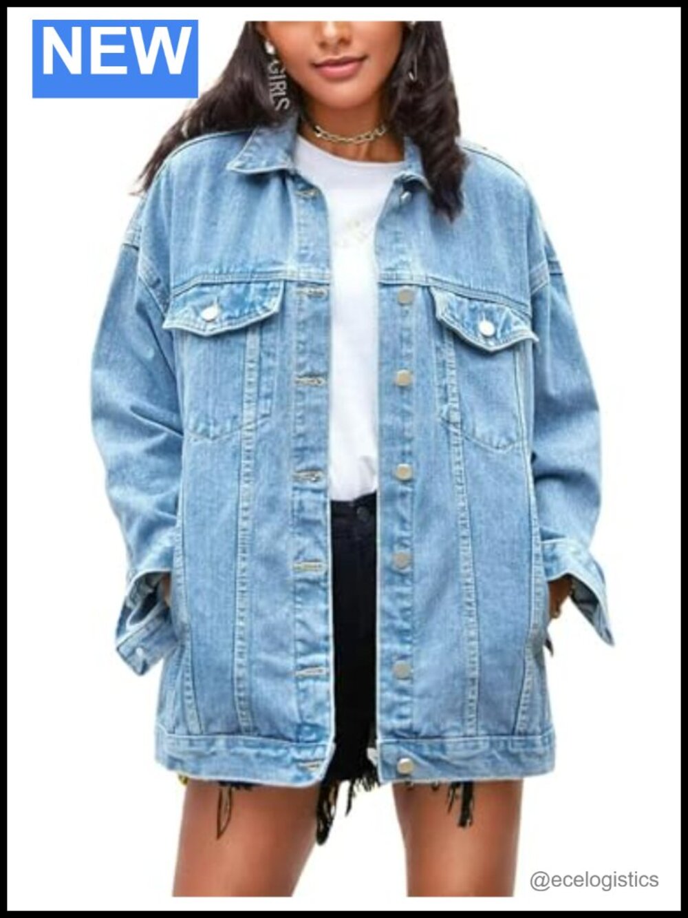 Oversized Denim Jacket Women Long Casual Jean Coat